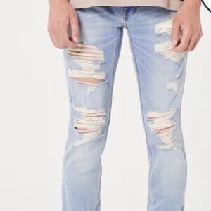 Hollister Stacked Skinny Jean NWT Size 30W 28L Distressed Light Wash